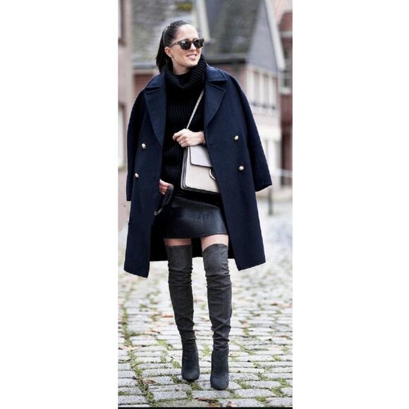 Zara Black Wool Double Breasted Coat Womens M Gold Button Outdoor Gorpcore - Picture 12 of 12